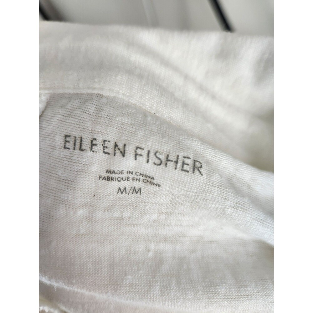 Eileen Fisher System Tunic Shirt Cardigan Ivory Organic Linen Button Down Medium - Picture 7 of 10
